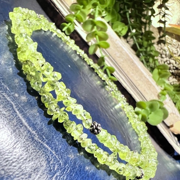 Vintage Peridot gemstones wrap style solid 925 sterling silver Choker Necklace - Picture 11 of 12